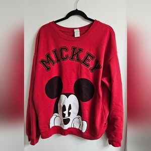 Disney Red Mickey Mouse Crew Neck Sweater